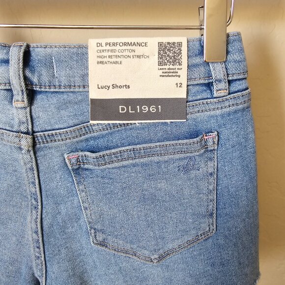 DL1961 Lucy Cutoff Two Tone Shadow Panel Denim Shorts - Picture 10 of 14